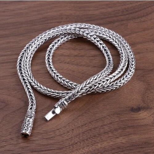 925 Sterling Silver Necklace Men Snake Chain Vintage Punk Hip Hop Rock Necklaces Luxury Jewelry Weave Fine Jewellery Boy Gift