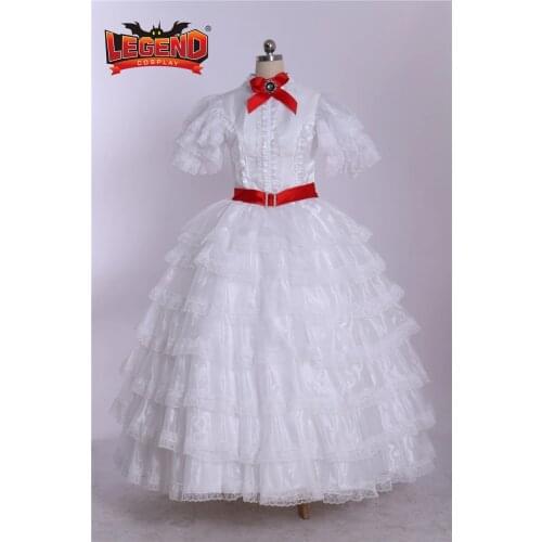 Gone with the wind Scarlett O'hara white dress ball gown white civil war dress cosplay costume dress