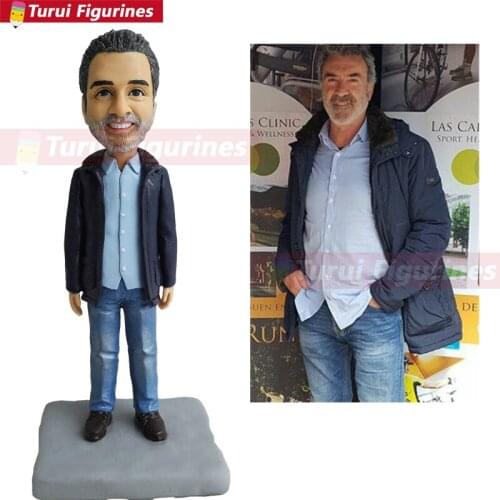 Gift for father husband clay modeling figurines real head and face fully handmade customized birthday cake topper
