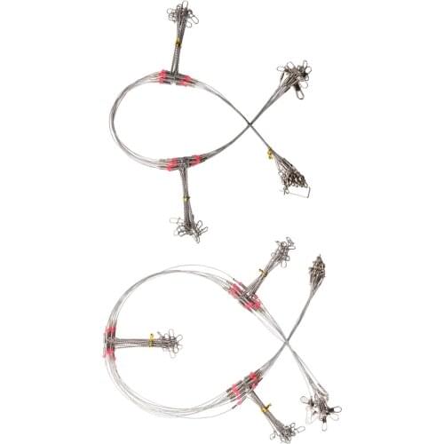 24pcs 2rd 3rd Anti-Winding Stainless teel fishing Wire Leader With Swivel snap leader Leash line for string hook fishing rigs