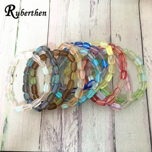 Ruberthen 2019 New Cube Mermaid Crystal Beads Bracelet Natural Gem Stone Energy Bracelet High Quality Birthday Jewelry