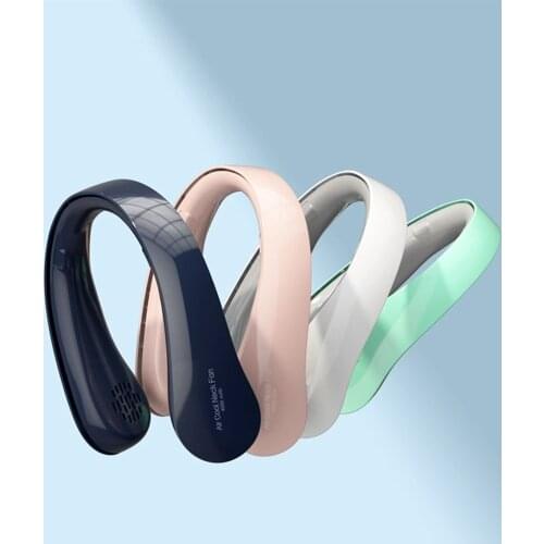 Hands-free Lazy Neck Sports Fan Rechargeable Folding Bladeless Hanging On Neck Band Cooling Fan Portable Mini USB Necklace Fan