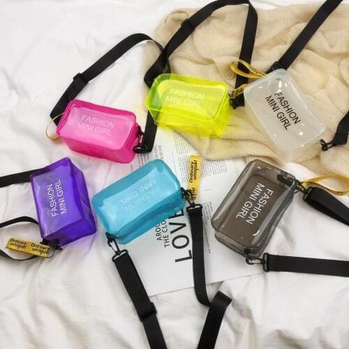 Women Summer Transparent PVC Jelly Bag Mini Beach Shoulder Bag Casual Letter Girls Crossbody Bags