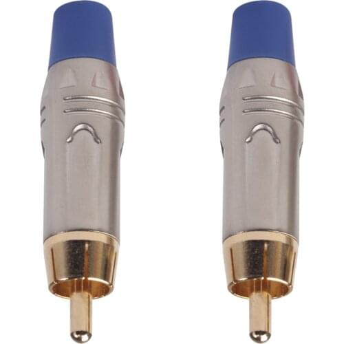 Lots 2 RCA Gold Plated Plug Connector Audio Stereo Adapter for Cable Blue