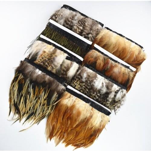1Meters Fluffy Natural Peacock Rooster Pheasant Feather Trim Feathers for Crafts on Tape Decoration Fabric Ribbon Fringe Decor