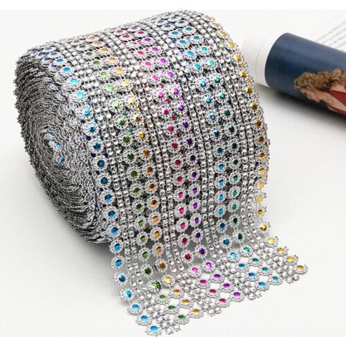 1 Yard Rhinestone Crystal Silver Diamond Mesh Wrap Roll Ribbon
