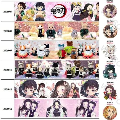 10Yards 16mm/22mm/25mm/38mm Japan Cartoon Printed Grosgrain/Satin Ribbon Party Decoration 200600 200601