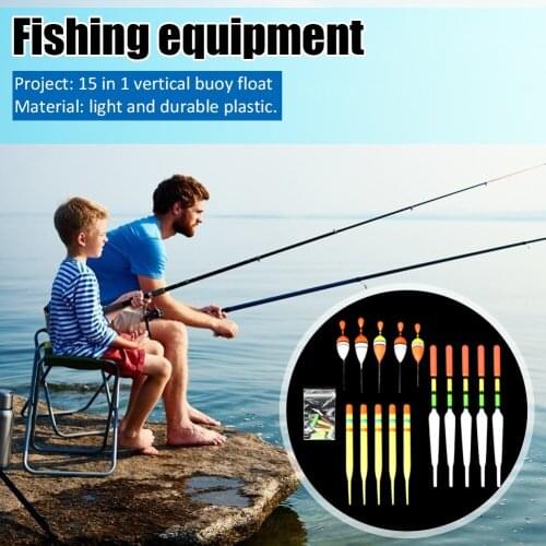 15pcs/Set Most Type Angling Fishing Lures Sea Floats Vertical Buoy Slip Bobber Rigs Rod Fishing with Attachment Rubbers