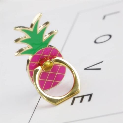 360 Degree Metal Finger Ring Jewelry Smart Phone Stand Holder Fruit Pineapple Mobile Phone Holder Stand For Iphone All Phone