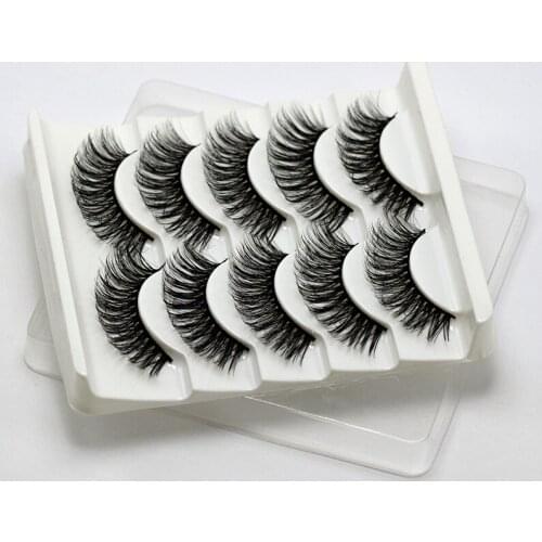 5 Pairs Makeup Eyelashes 3D Mink Lashes Fluffy Soft Wispy Natural Cross Eyelash Extension Reusable Lashes Mink False Eyelashes