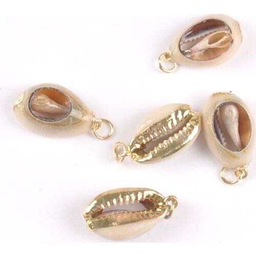 About 20mm 5pcs Gold Plated Natural Shells DIY Jewelry Home Decor For Scrapbook Craft Seashells Handmade Charms Pendant tr0296