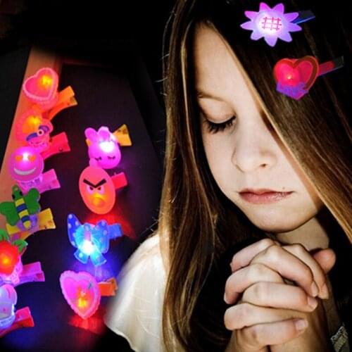 50PCS LED Party Wedding Decoration Color LED Hair Clip Glowing Cartoon Children Hair Decoration Party Articles