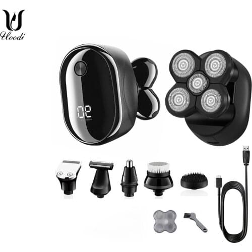 Electric Shaver for Men Polish Hair Clipper Trimmer Floating 5 Blade Heads Shaving Machine Rechargeable Razors 1h