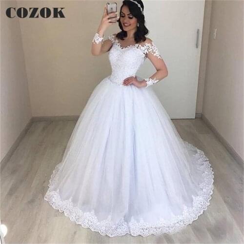 Ball Gown Long Sleeve Wedding Dress Lace Beading Tulle Formal Luxury Bride Wedding Gowns Custom Size CZ25