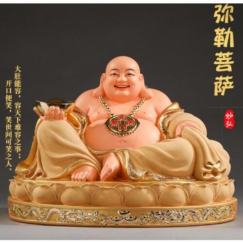 Big Belly Maitreya Statue Red Clothes Maitreya Statue Home Wide Body Smiling Buddha Fortune Home Decoration Accessories