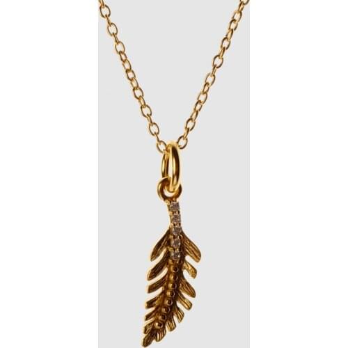 Amorita boutique silver925 gold color leaf with cubic zirconia Necklaces