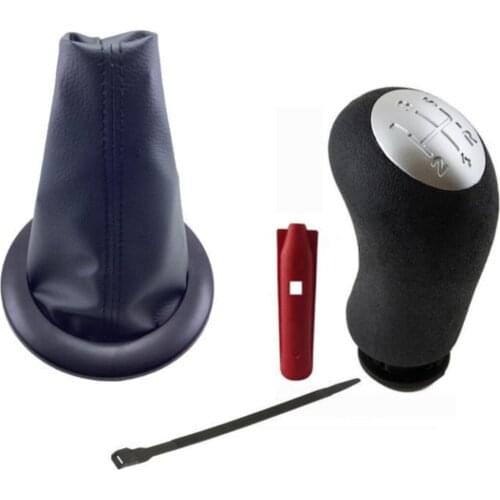 FOR Renault Megane 2 Gear Gaiter And Gear Shift Knob Black Stitch + Gear Shift Knob Chrome Cover