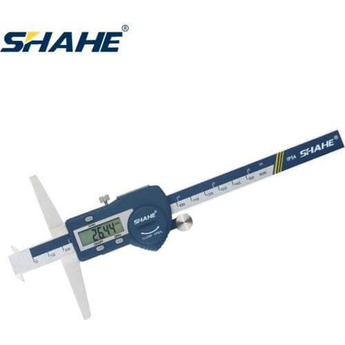 SHAHE 0.01 mm 6" Digital Depth Gauge Electronic Stainless Steel Digital Depth Calipers With Double Hooks Caliper Measuring Tools