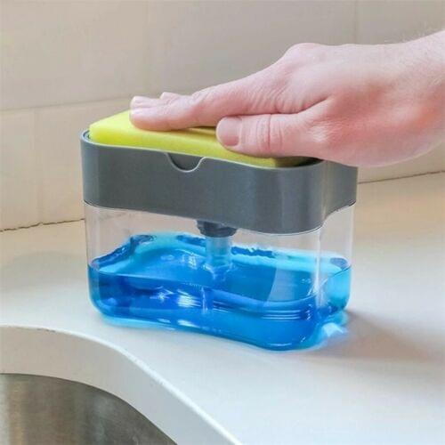 Newest Arrival 2 in 1 Nonslip Soap Dispenser Portable Hand Press Sponge Holder Soap Pump for Kitchen Bathroom Restaurant