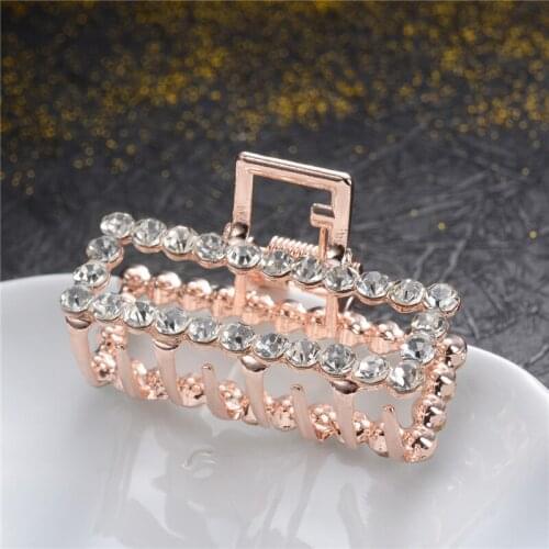 Elegant Crystal Rectangle Big Hair Clip Alloy Fashion Rhinestone Woman Hair Accessories Hairgrip Crab Barrette Girls Holder