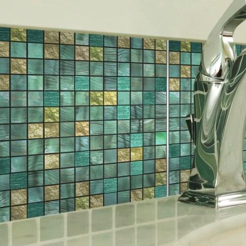 Funlife Waterproof Green Metal Mosaic Restaurant Tile Anti-oil Paste Bathroom Wall Paste Wire Silver