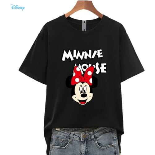 Disney Women Minnie Mouse T-Shirt Oversized Unisex Harajuku Summer 2021 New Female T-shirts Casual Short Sleeve Streetwear Tops