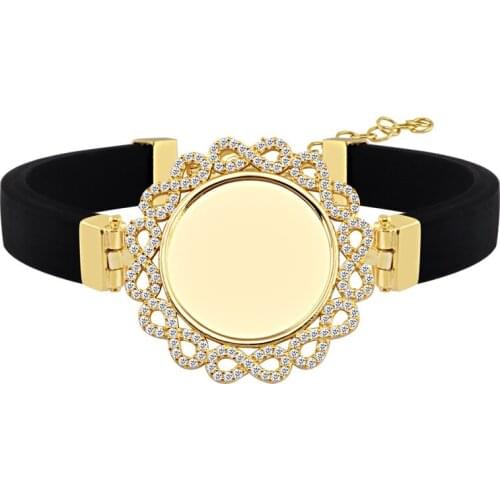 Name Post Rubber Watchband Silver Women Bracelet DN294