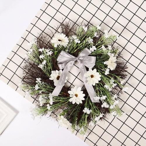 16" Wreath Artificial Flowers Hanging Silk Garland for Home Wedding Window Wall Door Decoration
