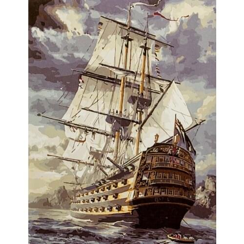 JMINE Div 5D Sailboat Sea Ocean ship Full Diamond Painting cross stitch kits art High Quality Scenic 3D paint by diamonds