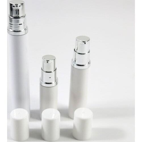 30pcs Cosmetic Push Pump Bottle Serum Cream Airless Plastic White Makeup Bottle Dispenser Travel Container 5ml 10ml 15ml 1/2oz