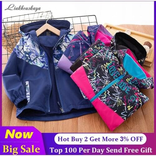 Fashion Spring Jacket Kids Coat For Girl Windbreaker For Girls Waterproof Jacket Polar Fleece Outerwear Teenage Raincoat Clothes