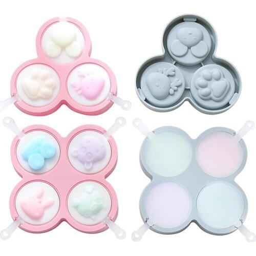 Cartoon Animal Silicone Ice Cream Mold with Lid Popsicle Ice Pop Molds Ice Cube Tray DIY Homemade Ice Maker Mould with Stick