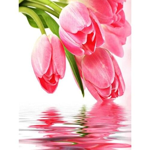 Tulips Flower DIY Cross Stitch Embroidery 11CT Kits Needlework Craft Set Printed Canvas Cotton Thread Home Decoration Sell