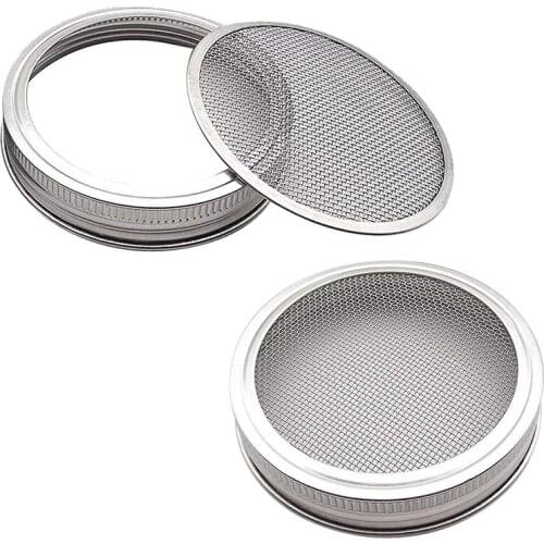 Set of 2 Stainless Steel Sprouting Jar Lid Kit for Superb Ventilation Fit for Wide Mouth Mason Jars Canning Jars for Making Orga