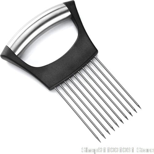 Stainless Steel Onion Cutter Onion Fork Fruit Vegetables Cutter Slicer Tomato Cutter Knife Cutting Safe Aid Holder Kitchen Tools