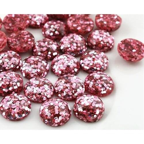 New Fashion 40pcs 12mm Pink Color Flat Back Resin Cabochons Cameo G5-03