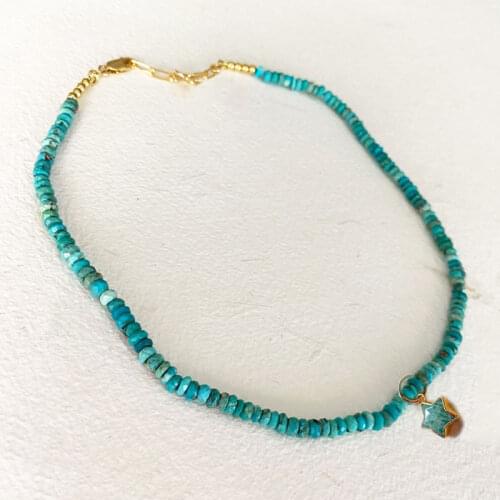 Faceted Blue Stone Beaded Necklace Fashionable Simple Classic Star Pendant Collar Valentines Day Gift Collares De Moda 2021