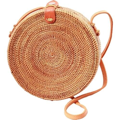 20 Cm Oval Star Patterned Rattan Bag