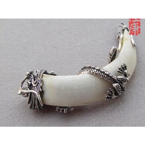 Panlong domineering wild boar teeth braces pendant necklace