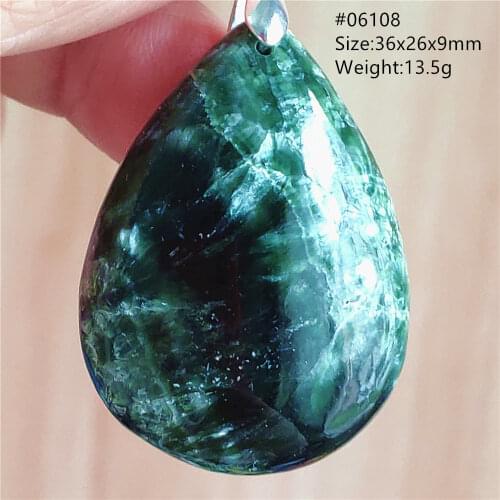 Genuine Natural Green Seraphinite Necklace Pendant Stone 34x22x9mm Women Water Drop Crystal Lucky Anniversary Love Gift Pendant