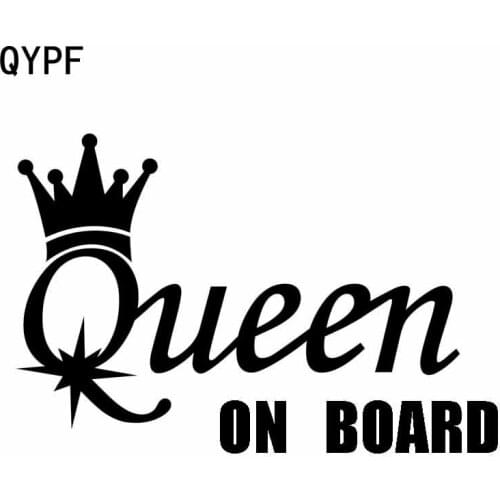 QYPF 15CM*9.9CM QUEEN ON BOARD Vinyl Car Motorcycle Sticker Decal Black Sliver C14-0243