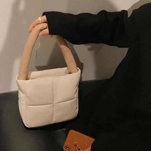 Luxury Baguette Bag for Women 2021 New Vintage Soft Space Cotton Lingge Shoulder Bags Fashion Designer Mini Purses Flap Handbags