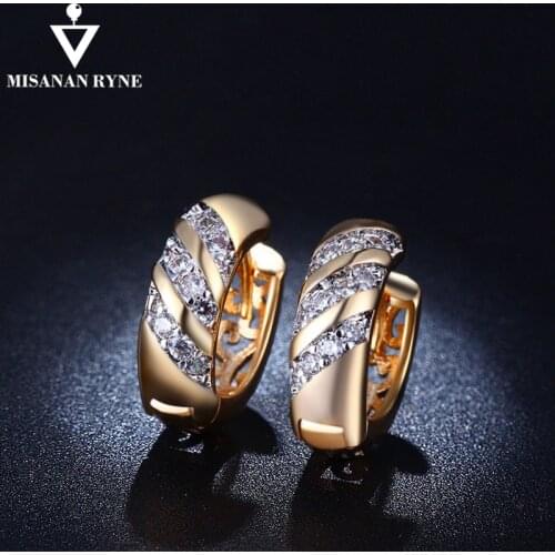 MISANANRYNE Classic Design Gold Color AAA CZ Wedding Hoop Earrings for Women Fashion jewelry Design Gift Accessories