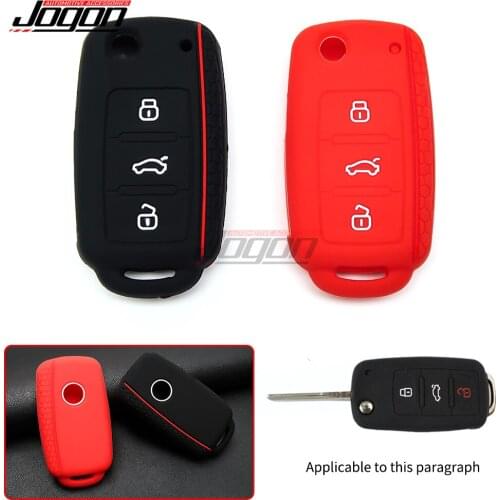 For VW Golf 4 5 6 7 Bora Jetta POLO MK4 MK6 Bora Passat B5 B6 Superb Tiguan Beetle Skoda 3 Button Car Silicone Key Case Caps