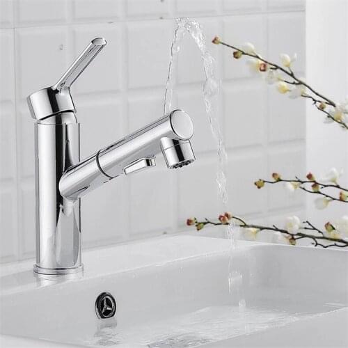 Cold Hot Water Faucet Bathroom Washbasin Scalable Retractable Pull Out Faucet Tap Kitchen Bathroom Accessories