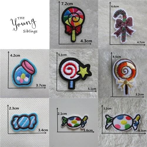 Sweets iron on patches food thermo-stickers DIY Sewing Applique Badge Decorate Jacket bag hat embroidery Stripes for clothes