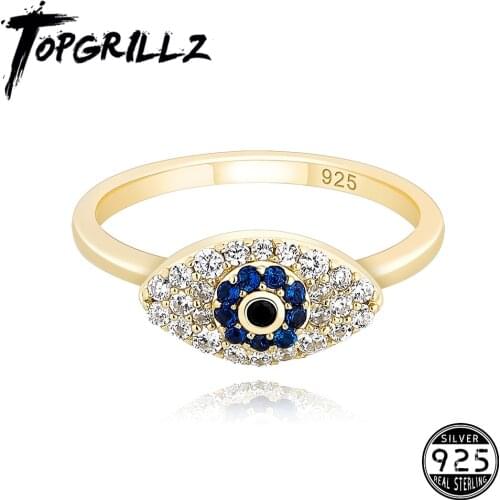 TOPGRILLZ 2021 New Evil Eye Womens Ring 100% 925 Sterling Silver Ring Vintage Charm Womens Jewelry For Wedding and Gift