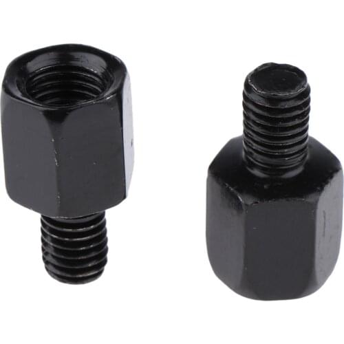 Universal Black Motorbike Rearview Mirror Adapter Bolt Steel Metal for Motorcycle Motorbike RH 10mm - LH 8mm Adapter