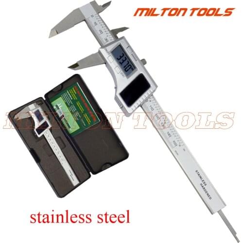 Top quality! 0-150mm 6Inch Solar Digital Caliper Stainless Steel Solar Energy Vernier Caliper Can Work Without Battery