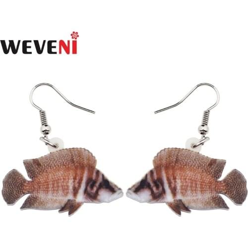 WEVENI Acrylic Pearly Lamprologus Fish Earrings Dangle Drop Funny Ocean Animal Jewelry For Girls Women Ladies Teens Accessories
